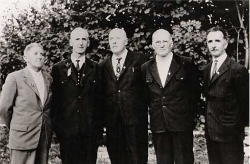 Gründungsmitglieder von links: Schimek, Gfrerer Sepp (vulgo Boss), Kern (Chorleiter), Wald und Petersmann 1923